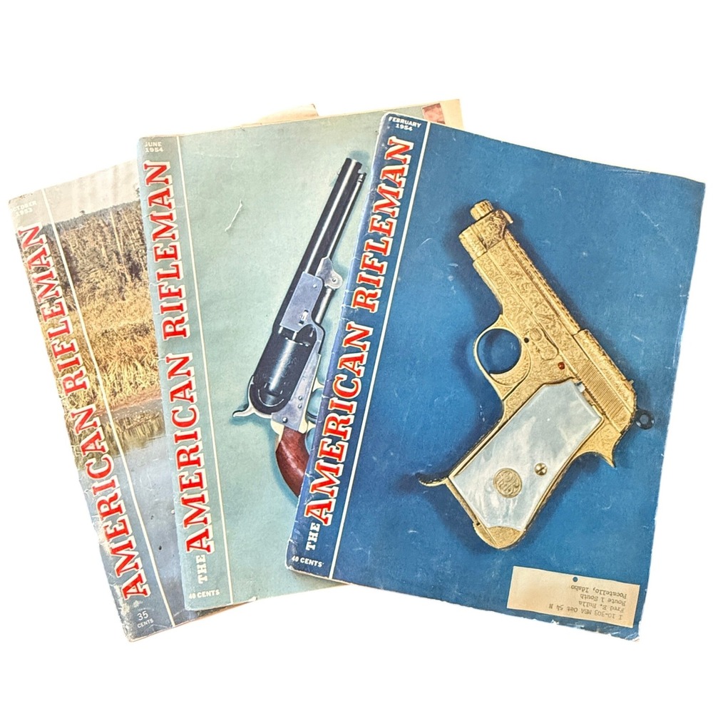 Vintage The American Rifleman Magazine Lot 1953 1954 Firearms NRA Hunting 3 Pack